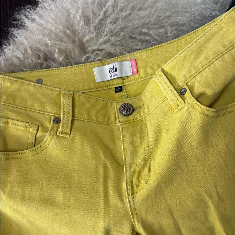 CAbi size 4 straight skinny lemon yellow colored jeans